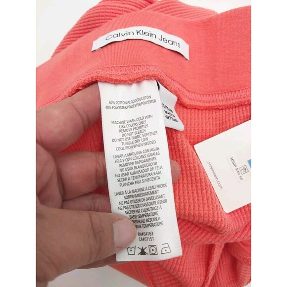 Calvin Klein Jeans Women's Shorts Performance Ribbed Waistband Pink Puch XL New - Picture 11 of 12